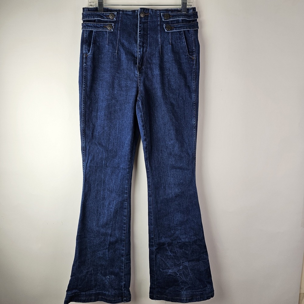 Veronica Beard Beverly Skinny Flare High Rise Wash Oxford Blue Sz 30 Jeans Denim